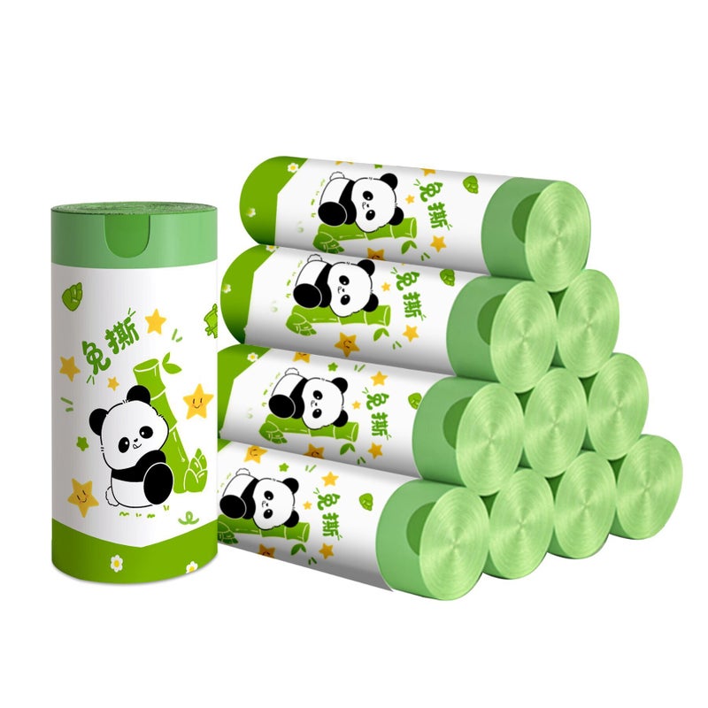 Tear-Free Drawstring Garbage Bag Household Portable Plastic Bag Thickened Kitchen Cartoon Printed Panda Garbage Bag - Image 5
